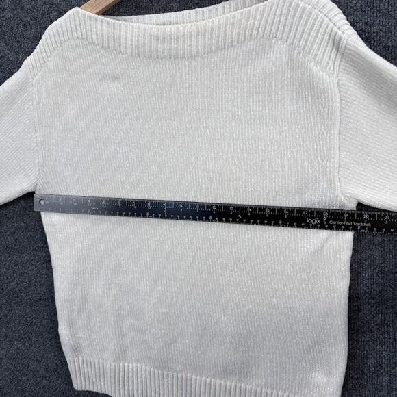 Tommy Bahama Sweater Womens Small Ivory Pullover Soft Solid Knit Polyester Cozy - Picture 5 of 12